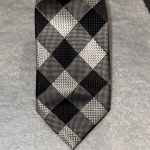 Tom Ford Black and Gray Silk Tie with Checkered Pattern